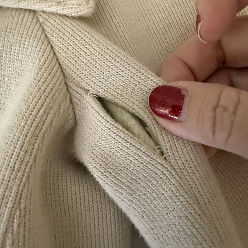 Free People Women’s Size 6 Blush Ivory Textured Collar Button Up Sweater Jacket - Picture 7 of 12